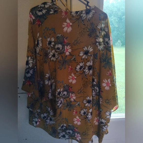 Floral Kimino Cover Up One Size Floral Print Yellow White David & Young - Picture 4 of 4